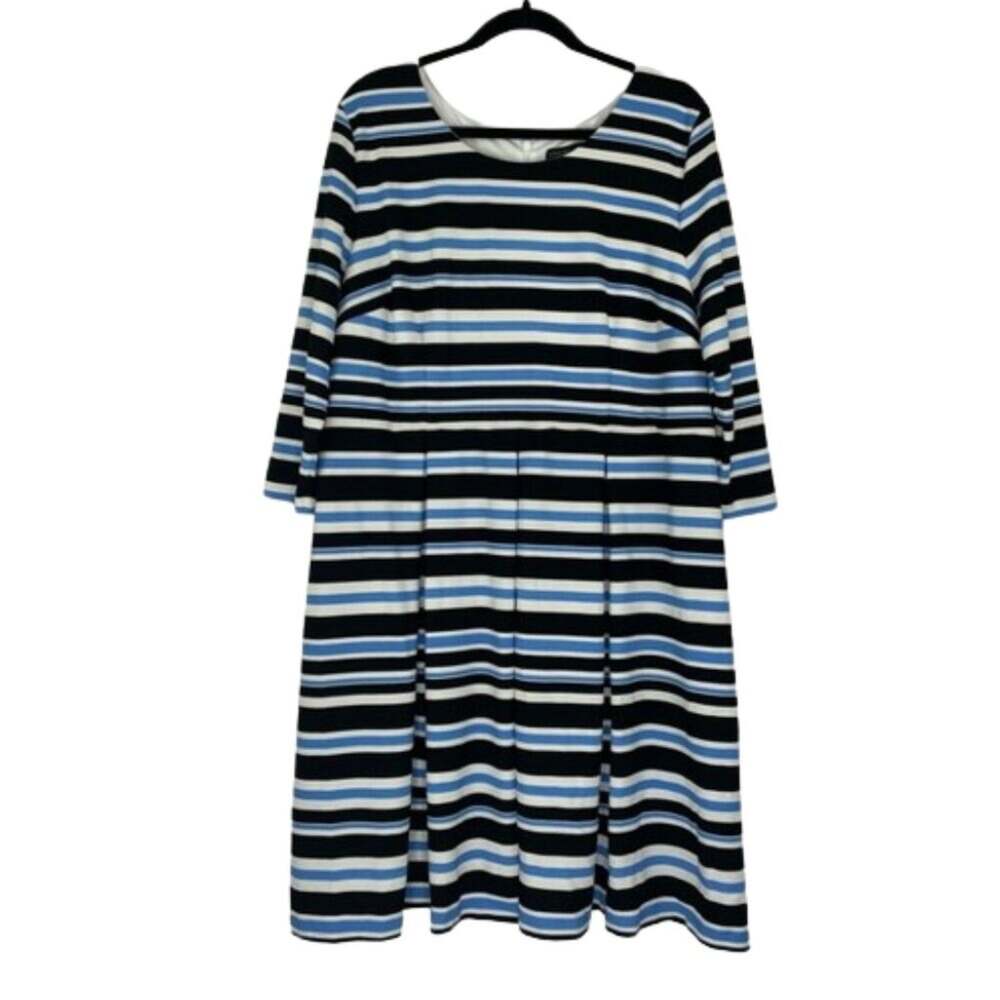 Lane Bryant Shift Stripped Dress 3/4 sleeves blue black white Women's Size 20